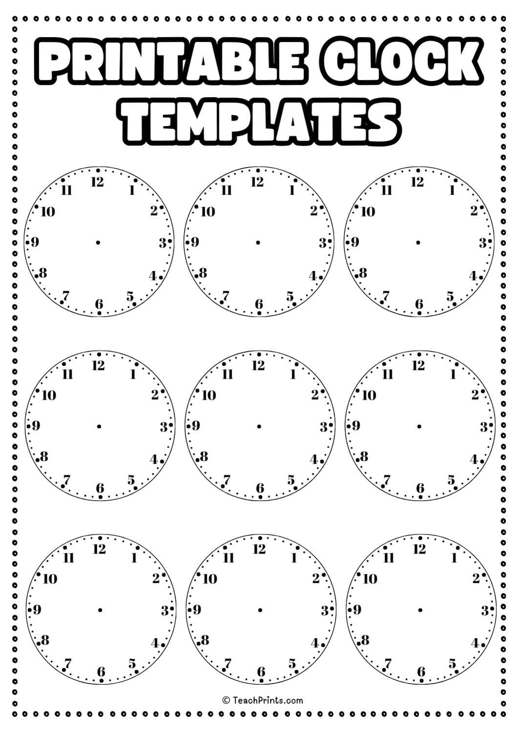 10 free printable clock face worksheets - teach prints